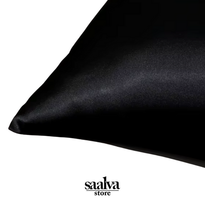 Black Satin Pillowcase Close Shot