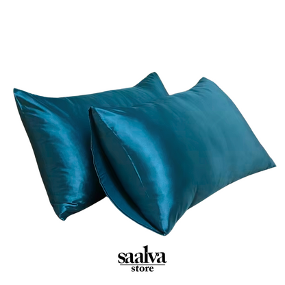 Blue Satin Pillowcase 